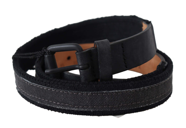 Black Leather Logo Buckle Waist