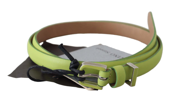 Green Leather Chartreuse Silver Green Buckle Belt