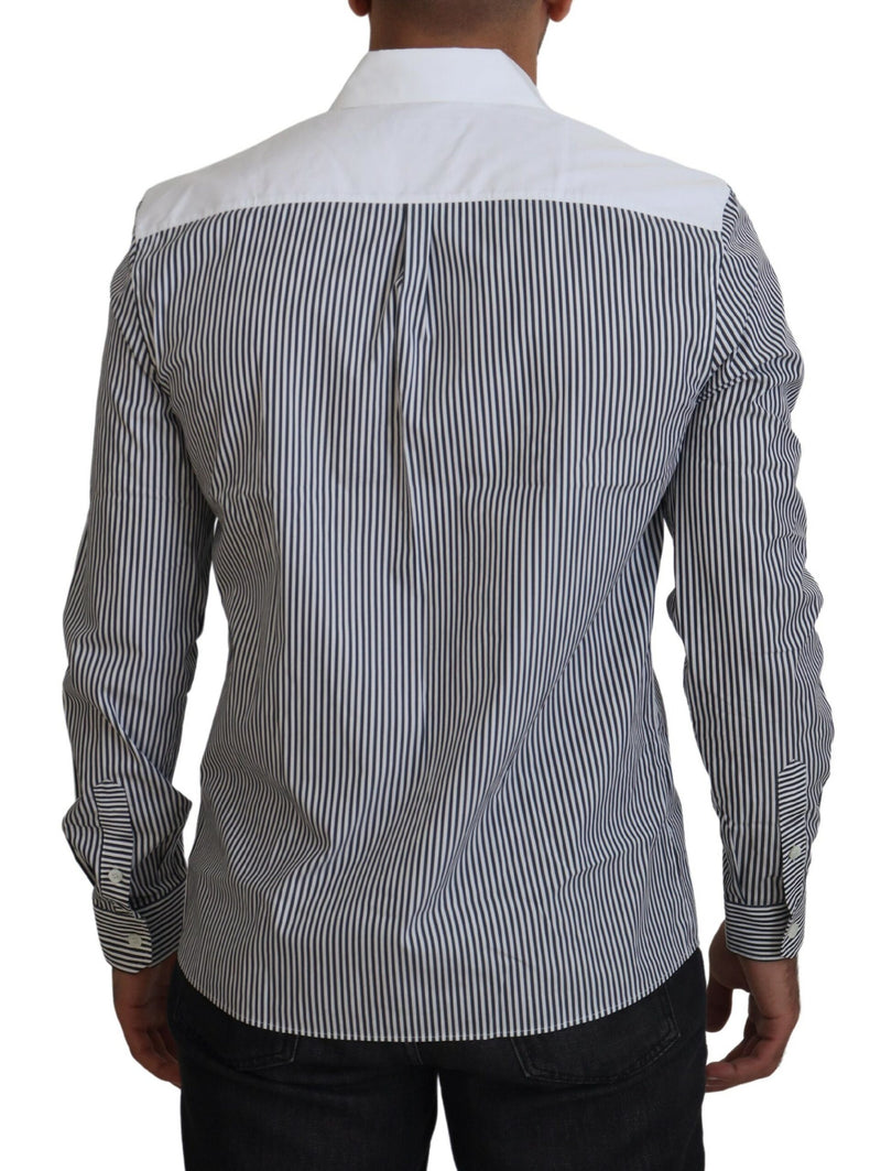 Gray White Striped Slim Fit Shirt