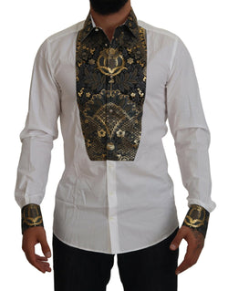 GOLD White Tuxedo Slim Fit Cotton Shirt