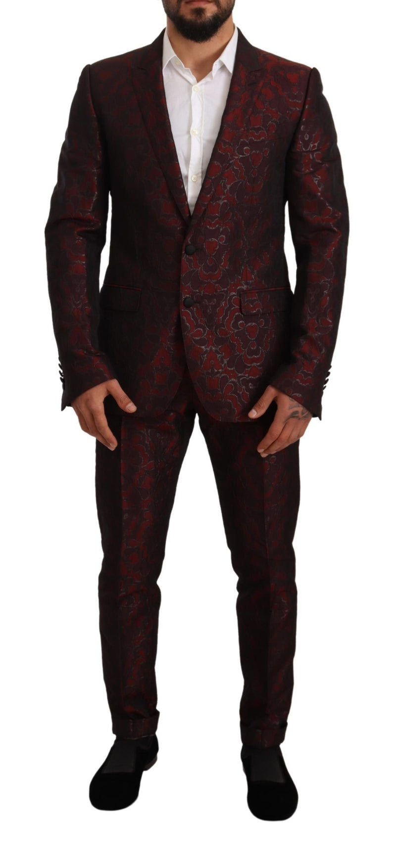 Red Brocade Slim 2 Piece Set MARTINI Suit