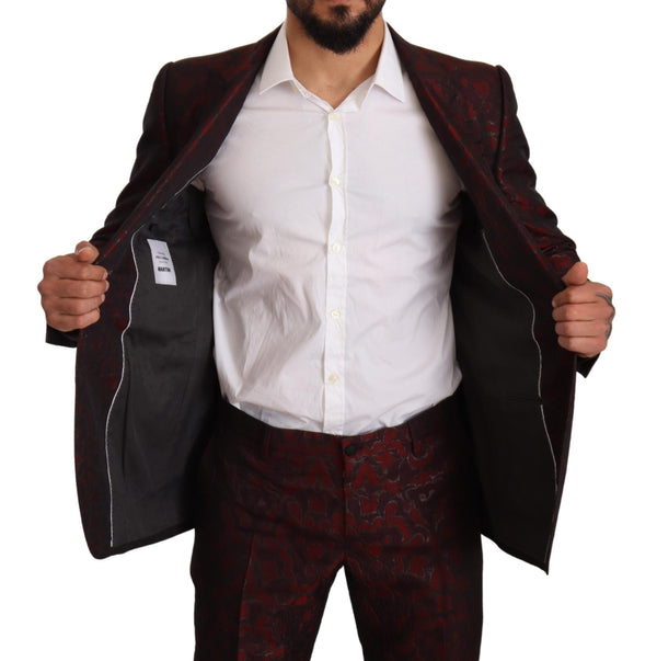 Red Brocade Slim 2 Piece Set MARTINI Suit