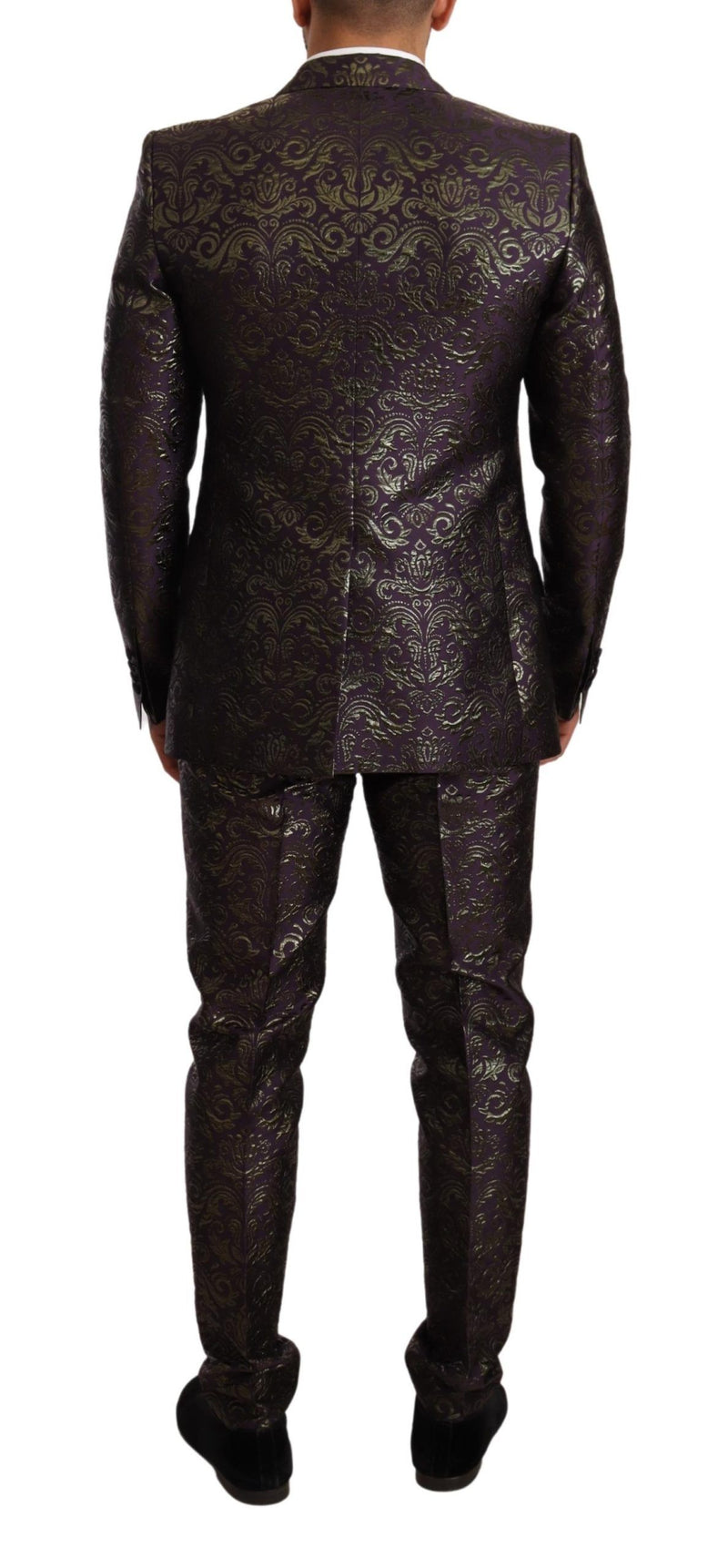 Purple Gold Brocade Slim 3 Piece SICILIA Suit