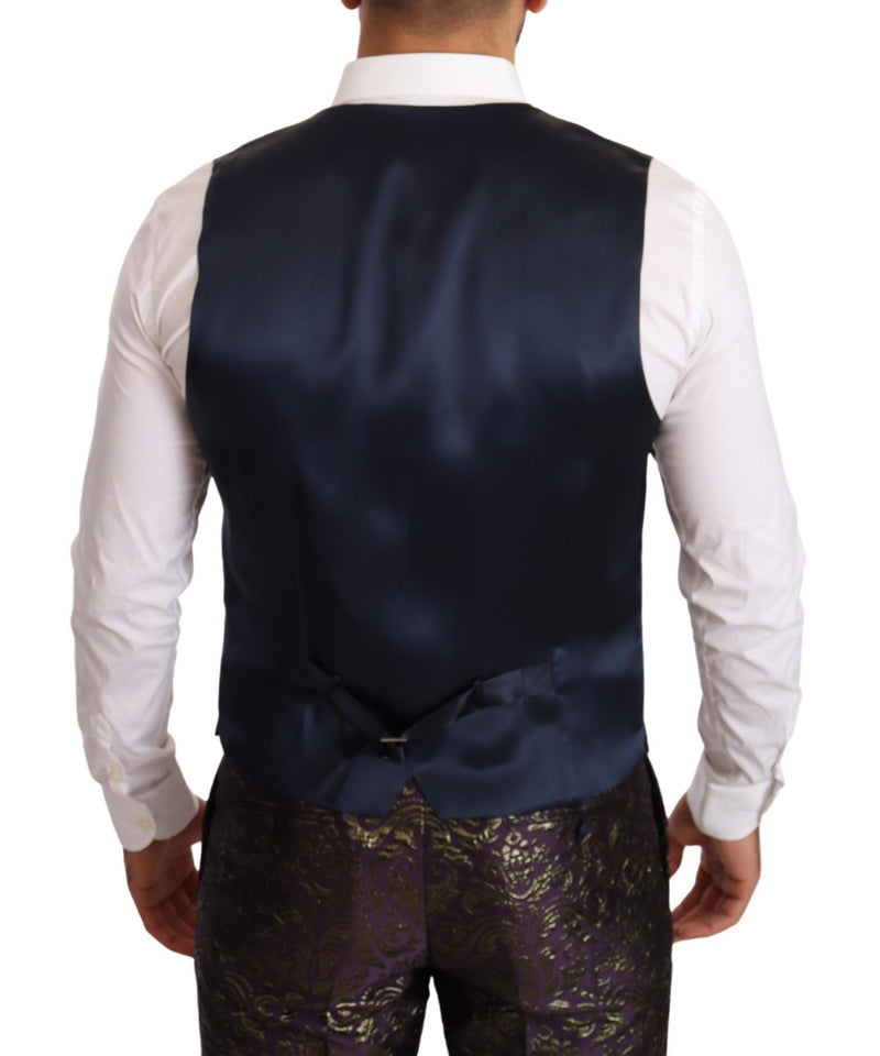 Purple Gold Brocade Slim 3 Piece SICILIA Suit