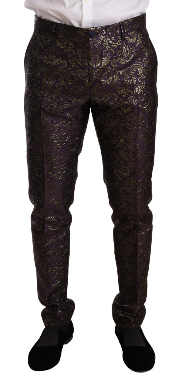 Purple Gold Brocade Slim 3 Piece SICILIA Suit