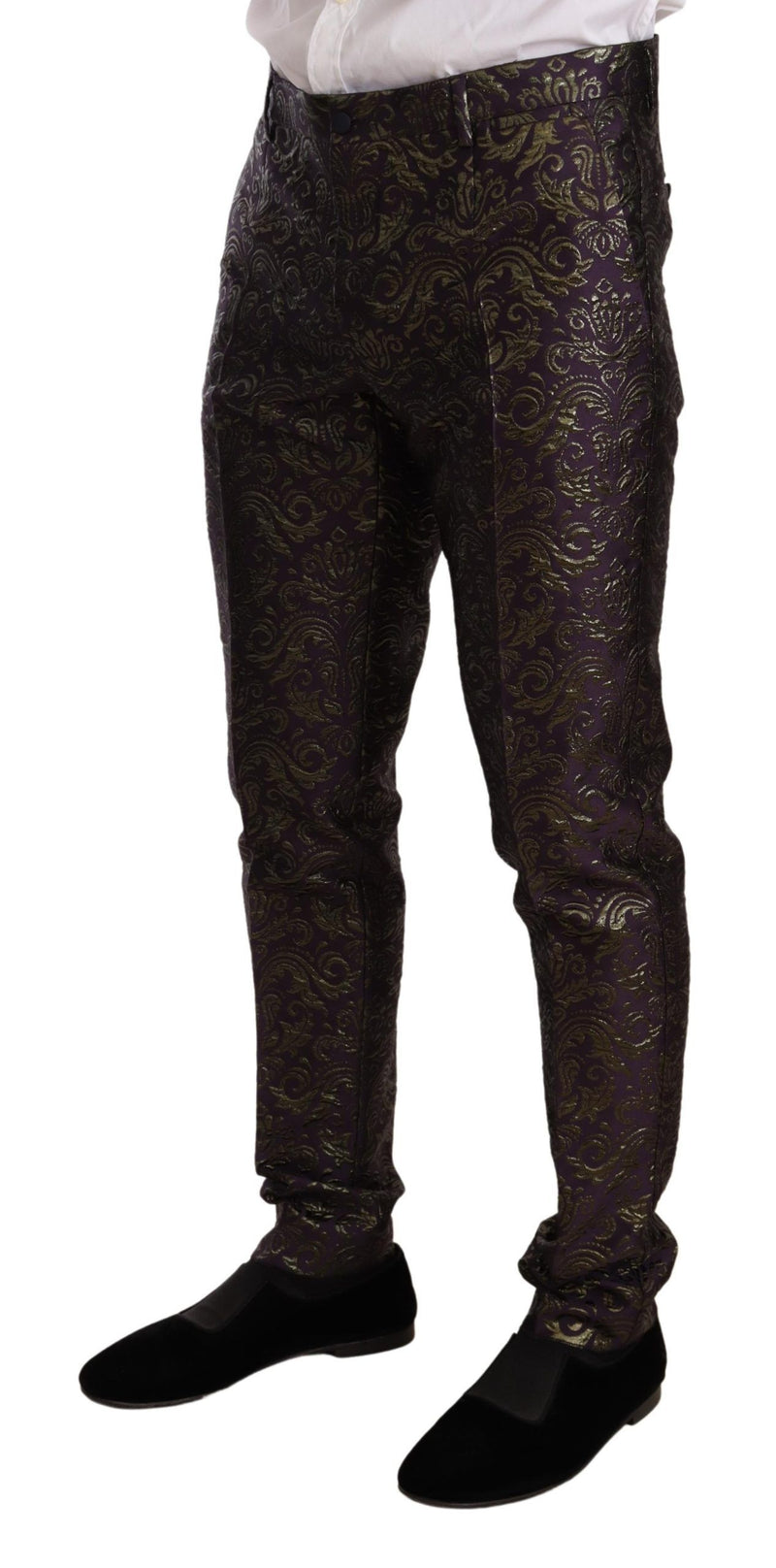 Purple Gold Brocade Slim 3 Piece SICILIA Suit