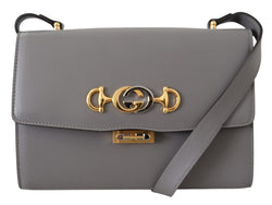 Grey Leather Zumi Shoulder Bag