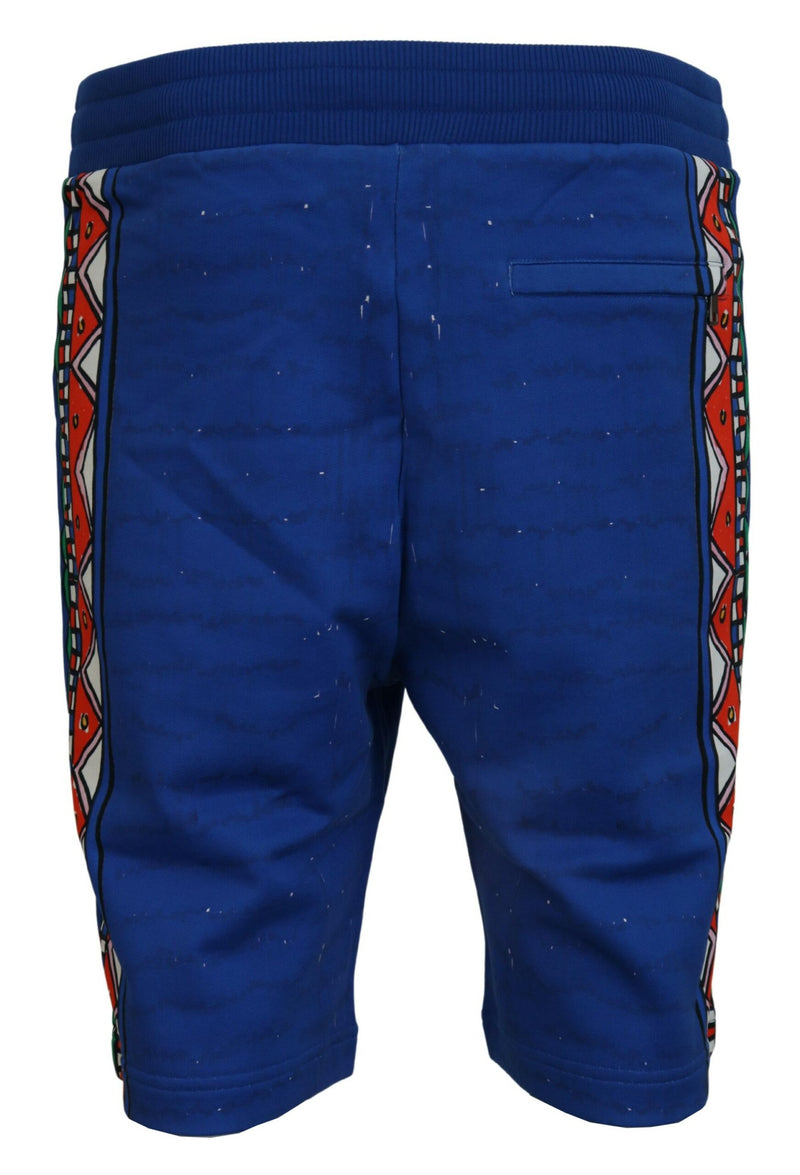 Blue Cotton Printed Bermuda Shorts