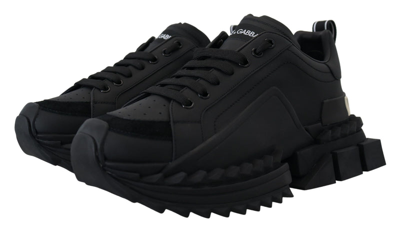 Black Logo Leather Sneakers SUPER KING Shoes