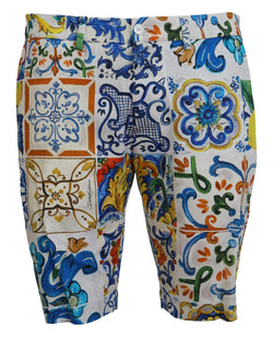 Majolica Print Cotton Chinos Shorts