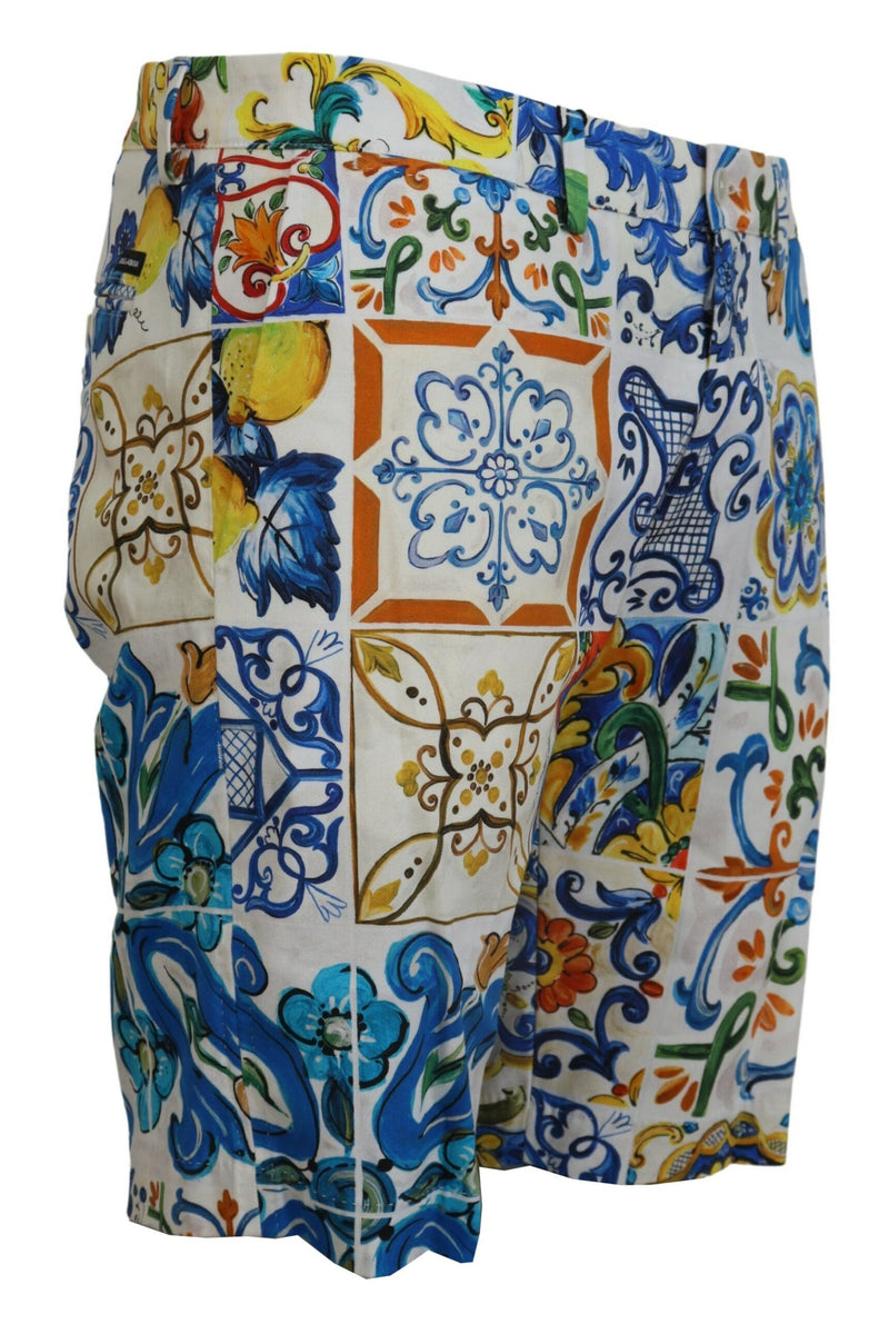 Majolica Print Cotton Chinos Shorts