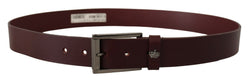 Brown Leather Silver Metal Crown Buckle Belt