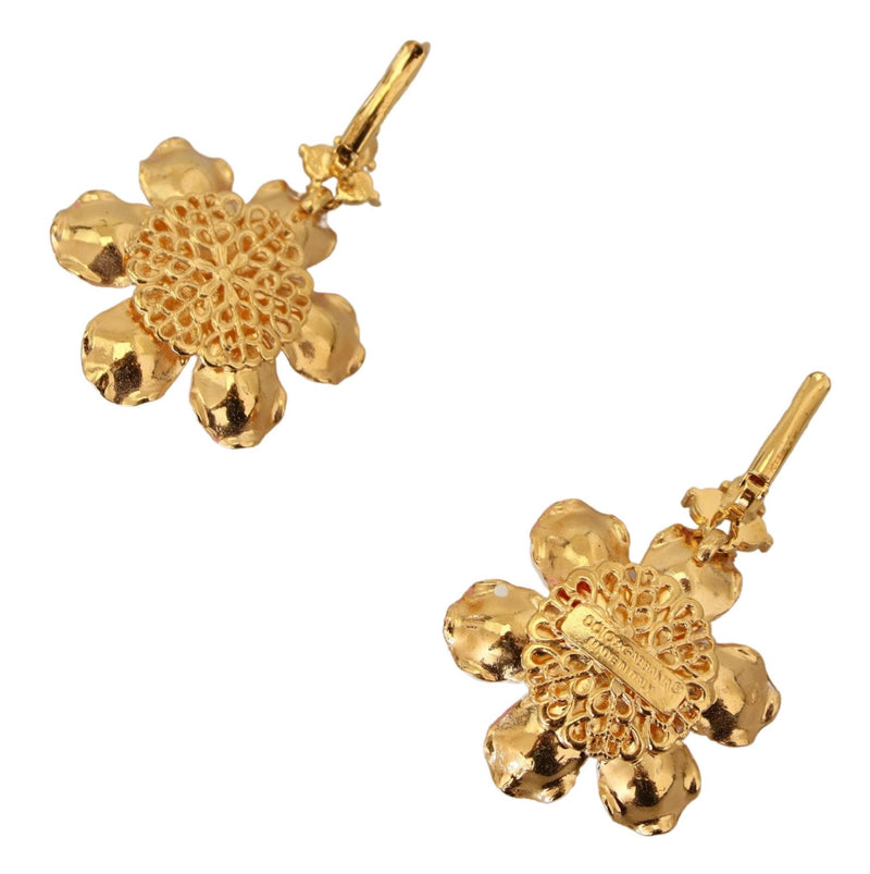 Gold Crystal Floral Hook Back Jewelry Dangling Earrings