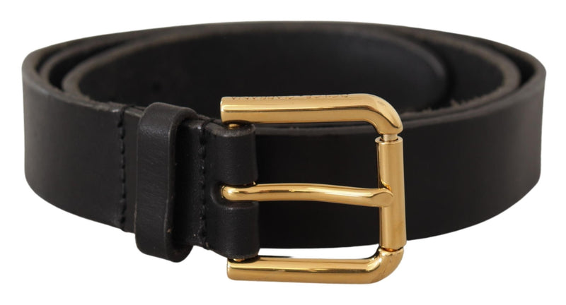 Brown Classic Leather Gold Metal Buckle Belt