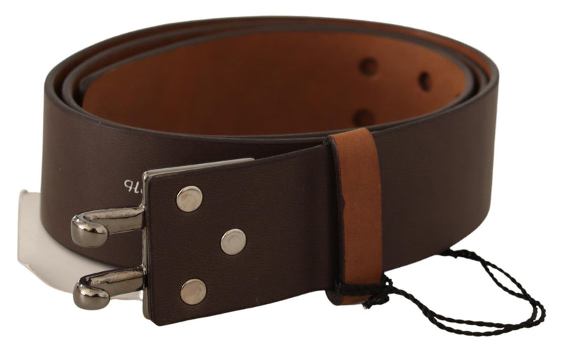 Brown Leather Silver Buckle Waist Belt