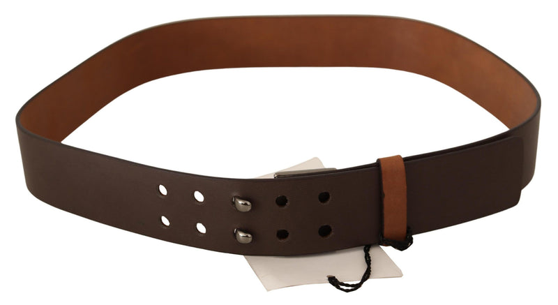 Brown Leather Silver Buckle Waist Belt