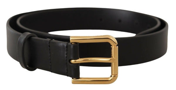 Black Calf Leather Gold Metal Logo Buckle Brown