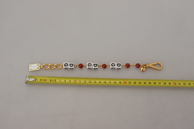 Gold Chain Brass Beaded Lobster Clasp Logo Bracelet