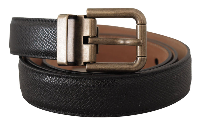 Black Brown Backed Leather Brass Buckle Belt