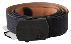 Blue Leather Ratchet Buckle Belt