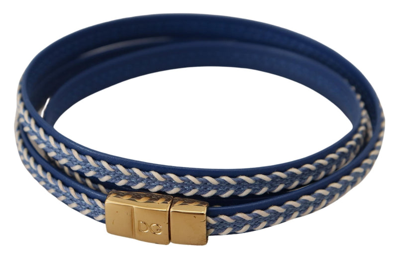 Multicolor Braided Wrap Around Leather Brass Bracelet