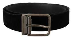 Black Velvet Chrome Metal Box Buckle Belt