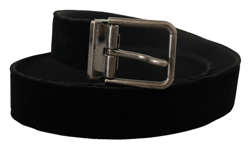 Black Velvet Chrome Metal Box Buckle Belt