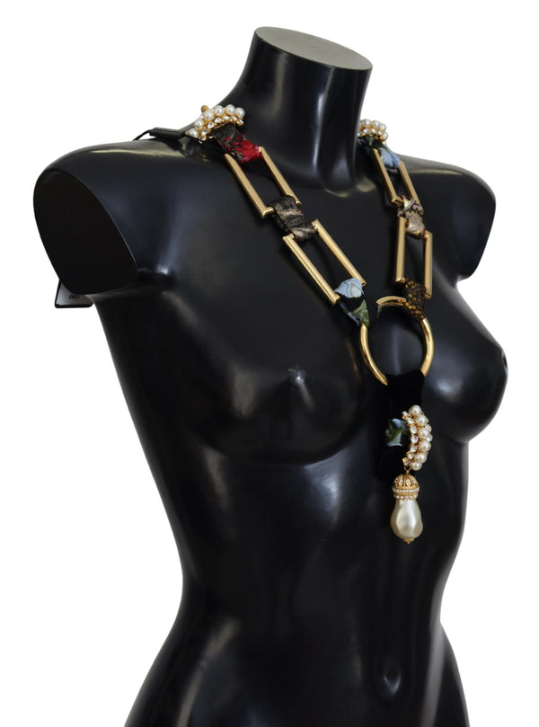 Gold Brass Sicily Crystal Robe Statement Necklace