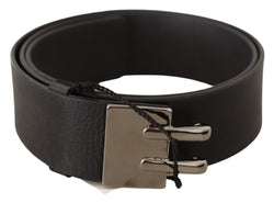 Black Leather Silver Buckle Waist Belt