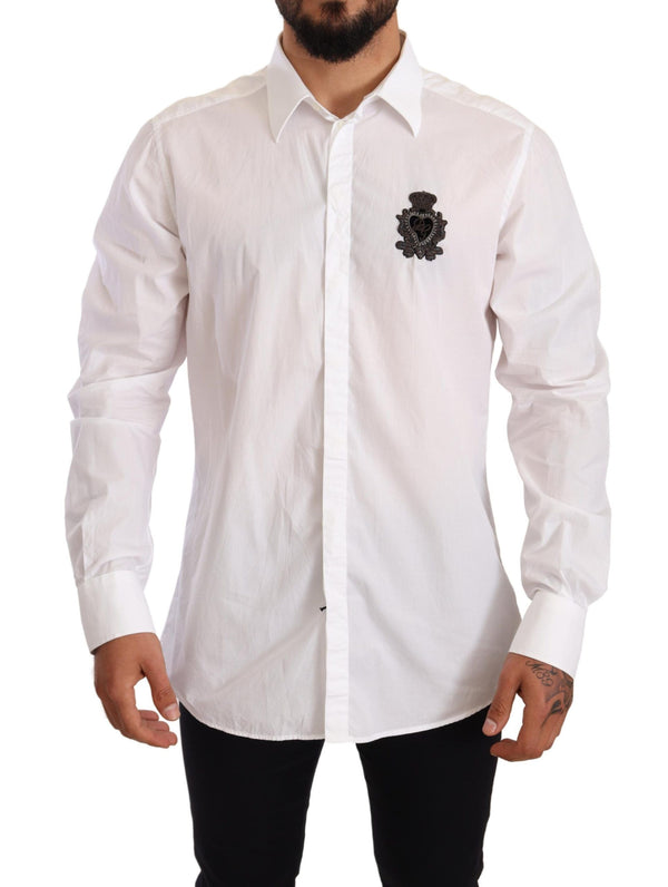 White Cotton DG Patch Dress Formal Shirt