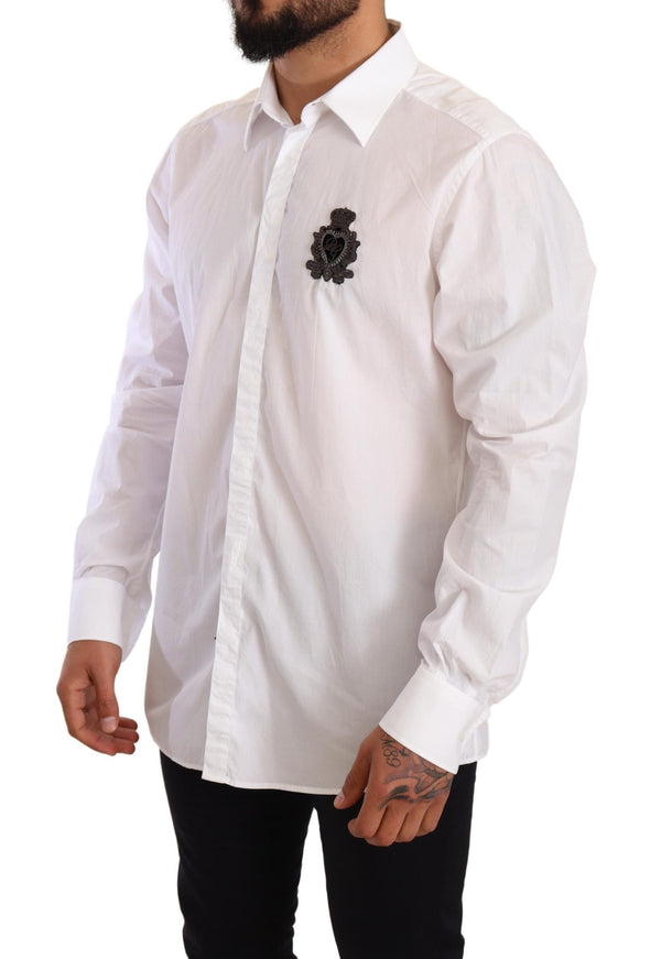 White Cotton DG Patch Dress Formal Shirt