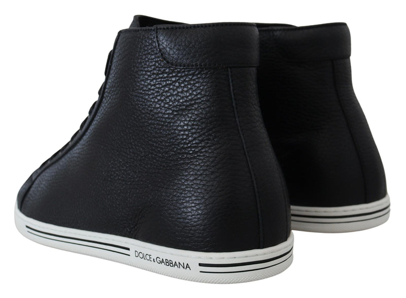 Black Leather High Tops High Shoes