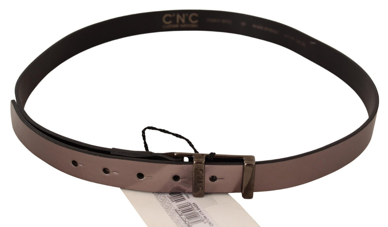 Pink Metallic Leather Buckle Belt