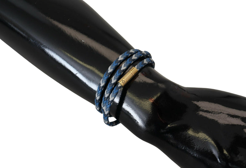 Multicolor Braided Wrap Around Leather Brass Bracelet