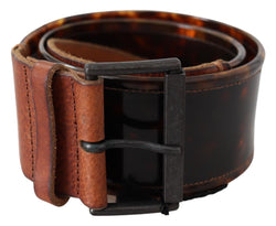 Dark Brown Leather Wide Buckle Belt