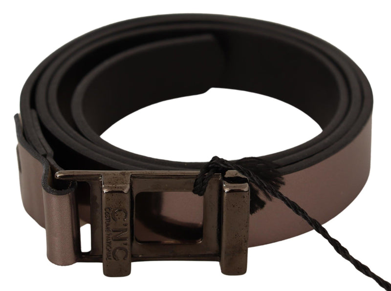 Pink Metallic Leather Buckle Belt