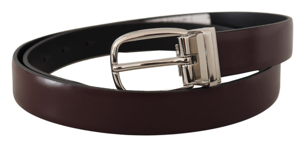 Solid Brown Leather Silver Metal Belt