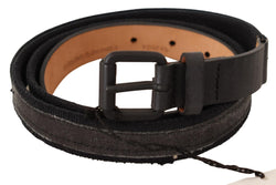 Black Leather Logo Buckle Waist Women Belt