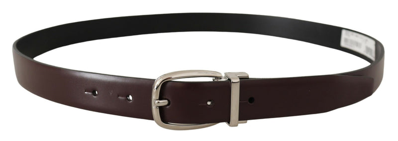 Solid Brown Leather Silver Metal Belt