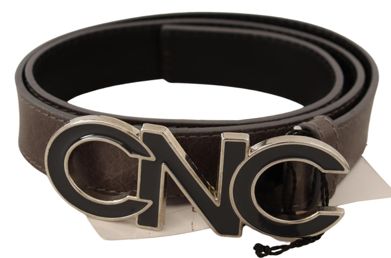 Brown Letter Logo Buckle Belt