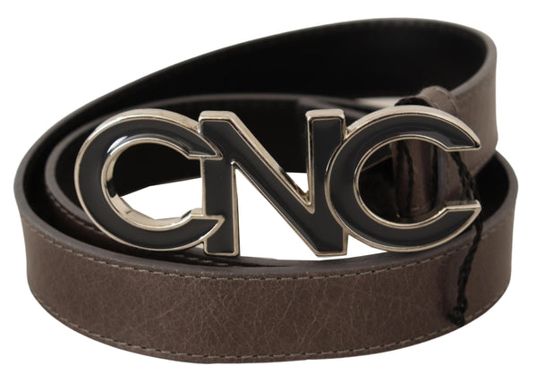 Brown Letter Logo Buckle Belt