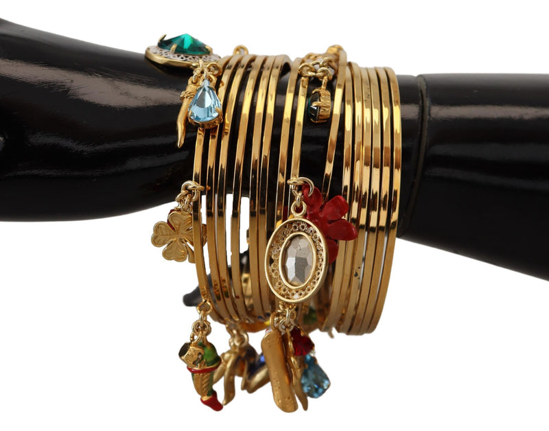 Multicolor Crystal Gold Tone Brass Bangle Bracelet