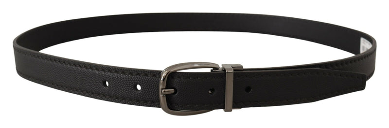 Black Leather Metal Logo Buckle Belt