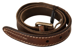 Brown Leather Rustic Buckle Cintura Belt