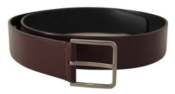 Dark Brown Calf Classic Silver Metal Buckle Belt