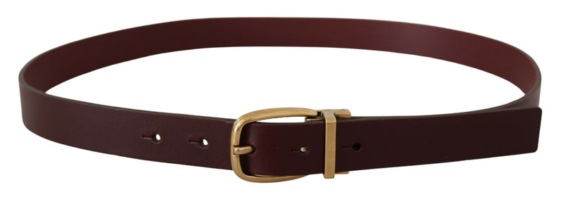 Brown Leather Classic Gold Metal Buckle Belt