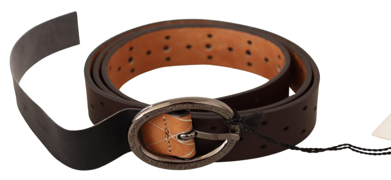 Belt Brown WX Silver Buckle Holes Belt