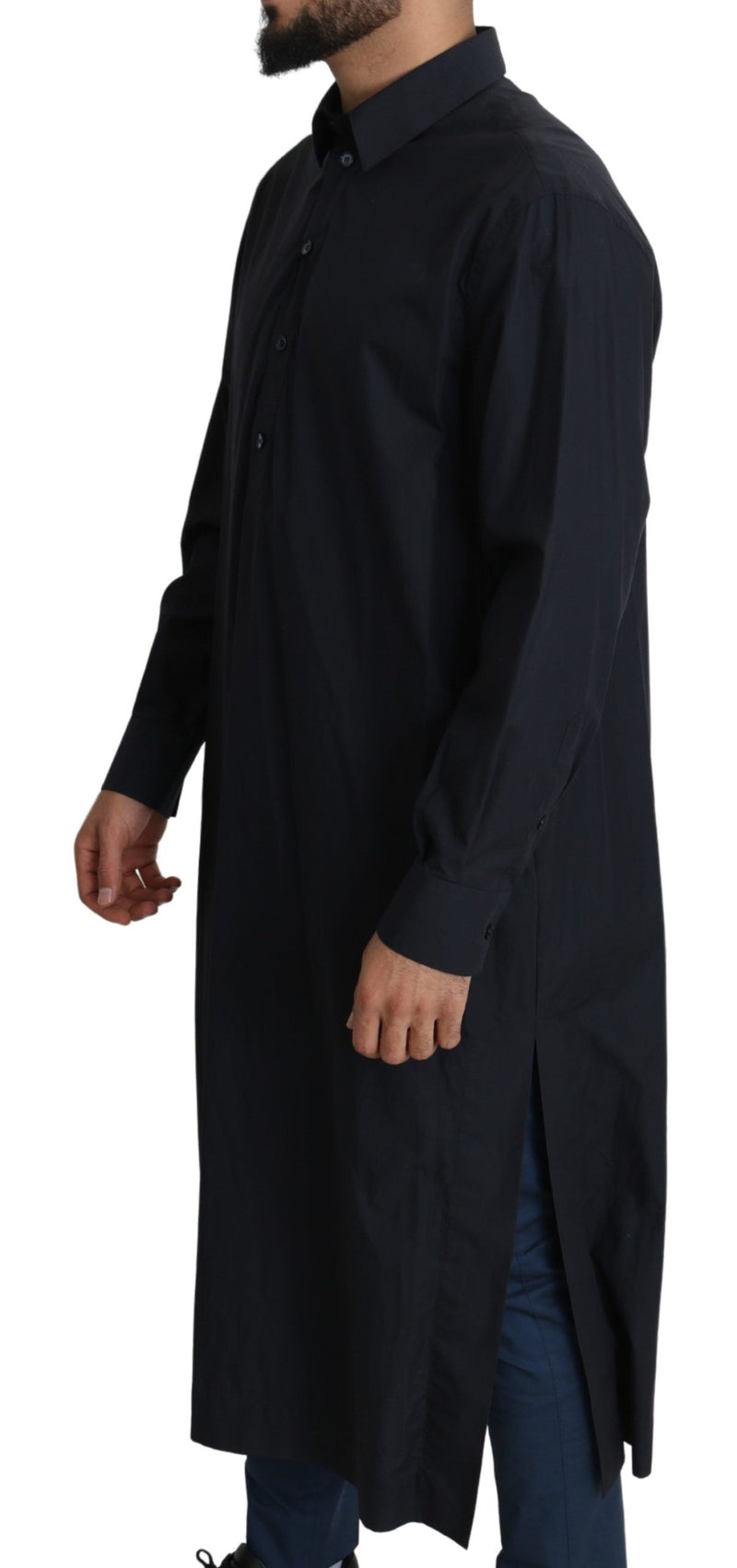 Black Long Caftan Cotton Men Casual  Shirt