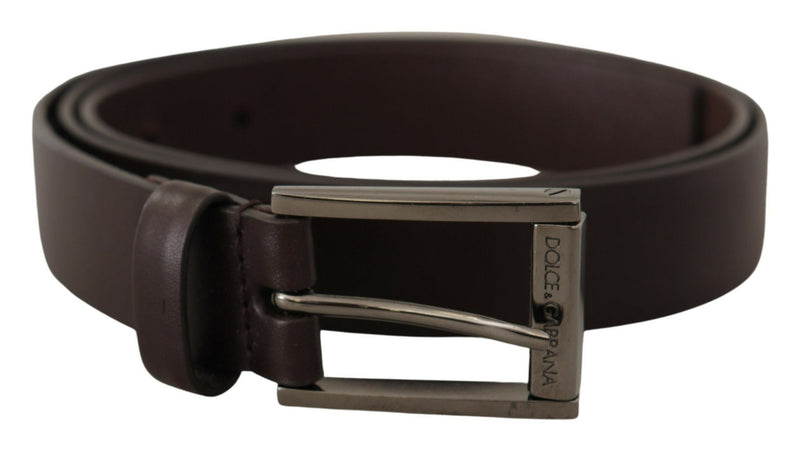 Brown Leather Silver Metal Buckle Belt