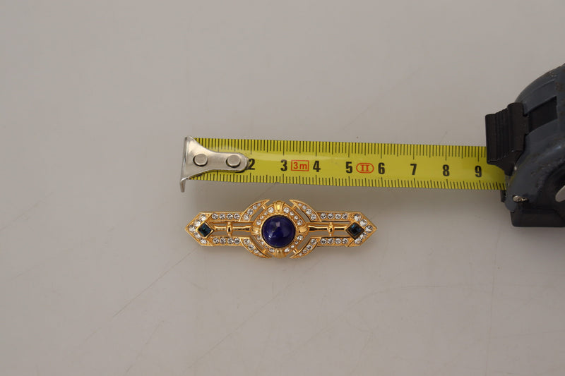 Gold Tone Brass Crystal Embellished Pin Brooch